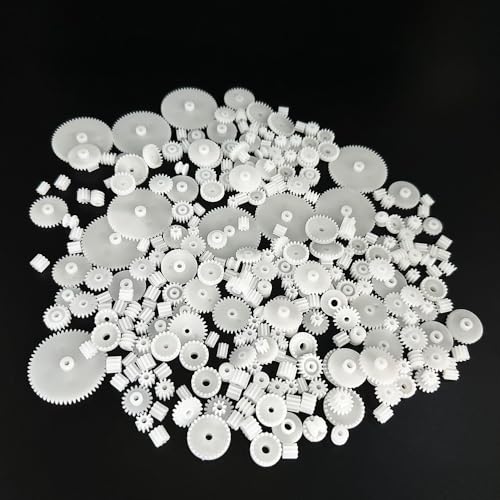 200PCS Module 0.5 Plastic Gear Single Gear Spindle Gear Small Motor Gears for DC Motor RC Car Robot DIY Model Toy Parts (White) - color: White