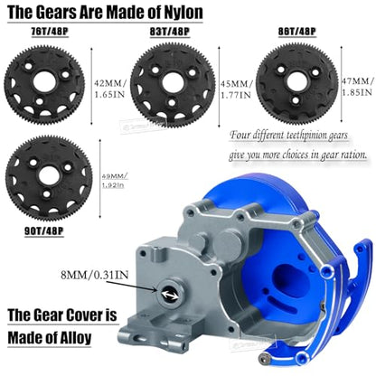 RC Transmission Complete Upgrades Part for 1/10 Slash 2WD(VXL),Rustler 2WD(VXL),Stampede 2WD(VXL),Bandit 2WD(VXL),Alloy Aluminum Gearbox,Replace #3695,Navy Blue &Titanium - color: Navy Blue&titanium(1set)