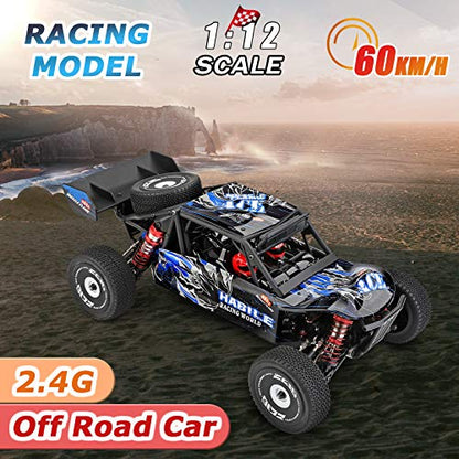 GoolRC WLtoys 124018 1:12 Scale Remote Control Car, 2.4GHz 60 km/h High Speed RC Car, 4WD All Terrain Brushless Off-Road Truck with 3 Lipo Batteries, Aluminum Alloy Chassis - size: 3 battery