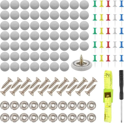 OTUAYAUTO 60PCS Car Roof Headliner Repair Kit | Auto Roof Snap Rivets Retainer Roof Flannelette Fixed Buckle with Installation Tool, for Truck, SUV, UV, Car (Gray) - size: 60Pcs 6 Sizes Repair Kits for Truck SUV UV Car