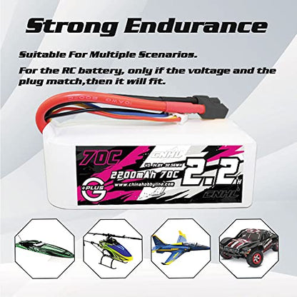 CNHL 2200mAh 4S Lipo Battery 14.8V 70C with XT60 Plug (2 Packs) | Balanced weight prevents nose-heavy builds, delivering snappy punch for STOL aircraft, compact EDF jets, and sport models. - style: 4s 2200mah 70c lipo*2