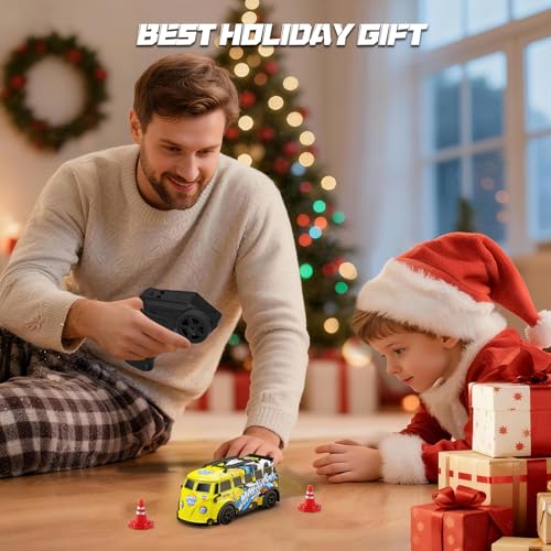 Mini RC Toy Cars for Easter Gifts for Adults Kids Boys Girls, RC Drift Car 1:32 Scale 2.4GHz remote control, Remote Control Car with LED Lights 4 Obstacles, Stunt Drifting RC Toys 4WD 25 km/h - color: 1:32 Mini Rc Car-yellow