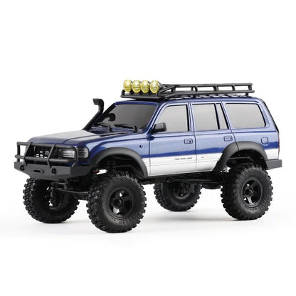 FMS 1/18 FCX18 RC Crawler Land Cruiser LC80 Toyota Officially Licensed, 4WD RTR RC Rock Truck with 2.4Ghz Transmission, Portal Axles, LED Lights for Adults Hobby Gifts (Blue) - color: Blue
