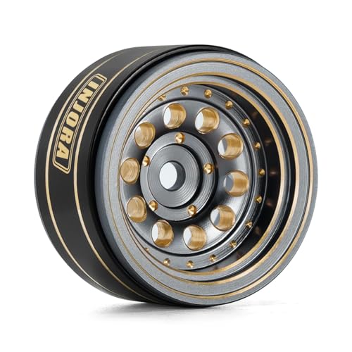 INJORA 1.0 Beadlock Wheel Rims for 1/24 1/18 RC Crawler, 39g (Grey) - color: Grey