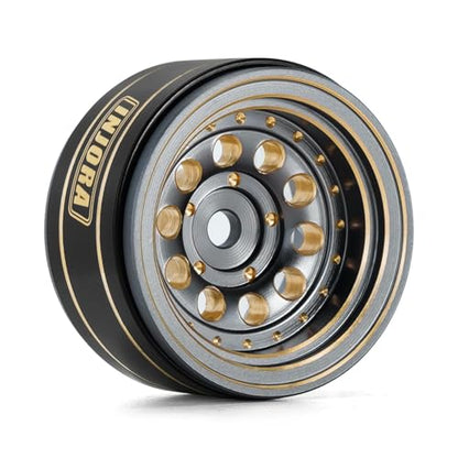 INJORA 1.0 Beadlock Wheel Rims for 1/24 1/18 RC Crawler, 39g (Grey) - color: Grey