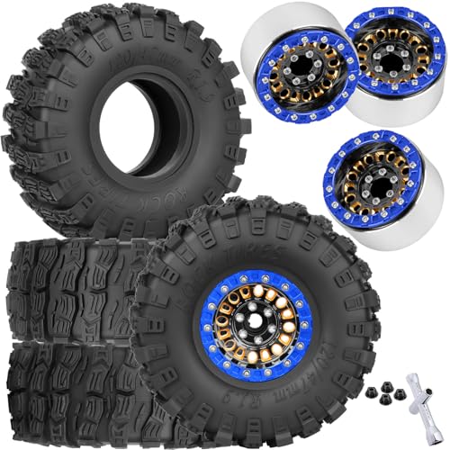 1.9 Brass Wheel Tires for 1/10 SCX10 SCX10 II 90046 SCX10 III AXI03007 SCX10 Pro TRX4 TRX6 Gen7/8 D90 VS4-10 MST CFX RC Crawler Car,1.9 Brass&Aluminum RC Off Road Wheel and Tires,BlackGold - color: Blackgold - (4pcs Wheel Tires)