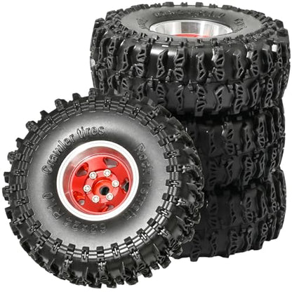 1.0 Beadlock Wheel Soft Tire Set RC Upgrade Part for Traxxas 1/18 TRX4M 1/24 RC Crawlers car Axial SCX24 FMS FCX24 Gladiator Bronco C10 JLU Deadbolt B17 Upgrade.(4Pcs/Set) - color: Red