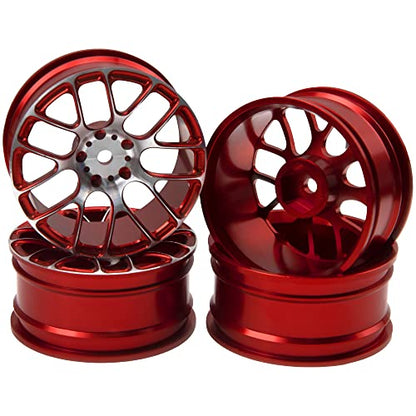 4Pcs Vgoohobby Aluminum Wheel Rims 12mm Hex Hub Width 26mm Compatible with 1/10 Tamiya TT-01 Kyosho RedCat Sakura HSP HPI 1/10 On-Road Racing Touring RC Drift Car (Red) - color: Red