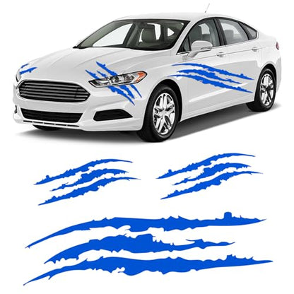 3-Pack Vinyl Claw Mark Decals | Hood, Headlight & Body Scratch Stripe Stickers for Car, Truck, SUV, Motorcycle (Blue) - color: Blue