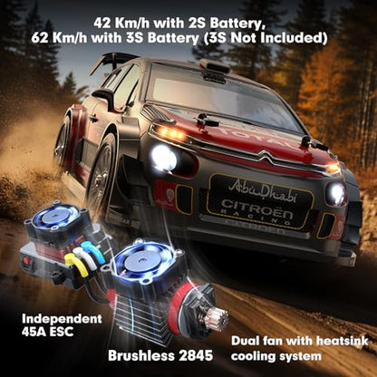 MJX Hyper GO 14303 1/14 Citroen C3 Fast RC Cars for Adults, Max 40mph Brushless RC Drift Car with Gyro, 4WD RTR High Speed RC Rally Car, 2 of 2000 mAh Drifting RC Remote Control Car for Adult