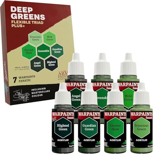 The Army Painter, Warpaints Flexible Triad Plus+: Deep Greens 7x18ml | Colori acrilici hobby di qualità miniatura, per Dungeons and Dragons (DnD) e Warhammer - color: Deep Greens