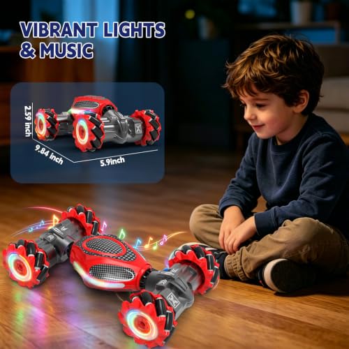 Remote Control Car - RC Drift Car Gesture Sensing Toy Boy Age 6-8-12 Gifts | Gesture Sensing RC Stunt Car for Kids Toys 6 7 8 9 10 11 12 Year Old Boy Birthday Christmas Presents with Lights Music - color: Black