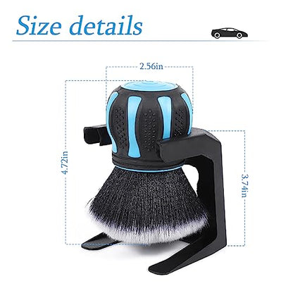 AUCELI Car Detailing Brush, Ultra Soft Auto Interior Dusting Brush with Storage Rack, Car XL Synthetic Brush Cleaning Tool, Universal Covers Large Area Inside or Outside Vehicles (Blue/Style B) - color: Blue