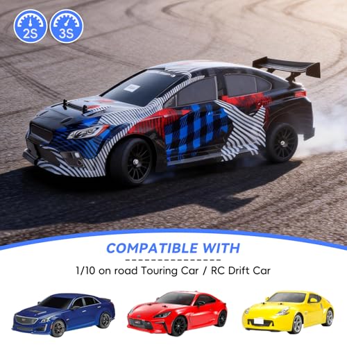 Preglued 1/10 On Road Wheels and Tires 12mm Hex Wheels Rubber Flat Racing Tires for Traxxas 4tec 2.0 3.0 Tamiya TT02 TT01 HPI RS4 Wltoys 144001 Kyosho Fazer 4PCS