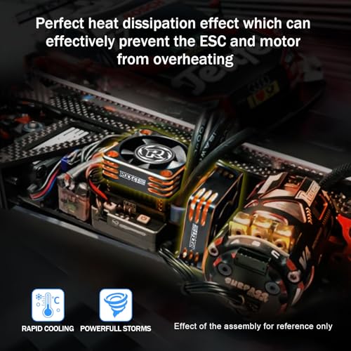 2Pack RC Motor Cooling Fan 30mm 28000RPM Fits 540 550 Brushless Motor ESC Cooling Fans for 1/8 1/10 1/12 RC Truck Car (Black Orange) - style: 2pack 30mm Black Orange