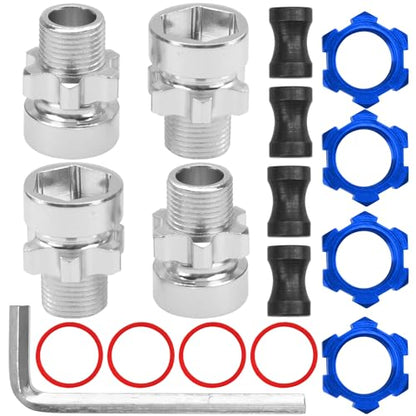 ShareGoo Metal 12mm to 17mm Wheel Hex Hub Adapter Compatible with Traxxas 1/10 Slash 2WD 4X4 Rustler Stampede 2WD 4X4 RC Car Upgrade Parts (Blue) - color: Blue