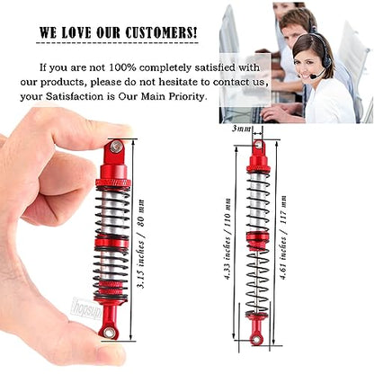 110mm 7075 RC Shocks Absorber Upgrades for 1/10 RC Hobby Cars,4PCS Aluminum Full Metal Front Rear Shocks Absorber Damper,Red - size: 110 MM (4.33 in)