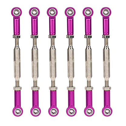 6Pcs 88mm Aluminum Alloy Adjustable Push Rods, Turnbuckle Rod Linkage for RC Car Upgrade Parts, Purple - color: Purple