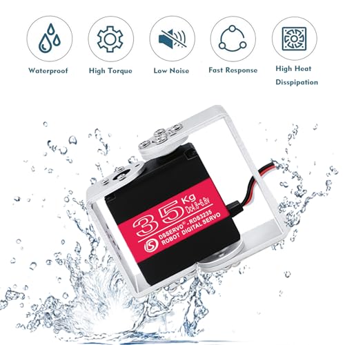 35KG High Torque Digital Servo Motor - Full Metal Gears, Waterproof, Includes Mounting Brackets for RC Robot - size: 35KG Red