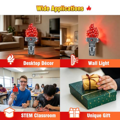 Soldering Practice Kit, DIY Flame Lamp Electronics Project | 4 Lighting Modes & 2 Activation Ways, Wall-Mountable Soldering Project Kit, Creative Desk Decor for Home & Office