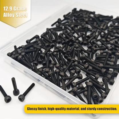 M3 x 16mm Screws 230pcs, Hex Socket Head Cap Screws Bolts, M3 x 16 Bolts 12.9 Grade Alloy Steel, Black Zinc Plated, Allen Socket Drive, Fully Threads, Small Metric Screws - size: M3*16mm 230pcs