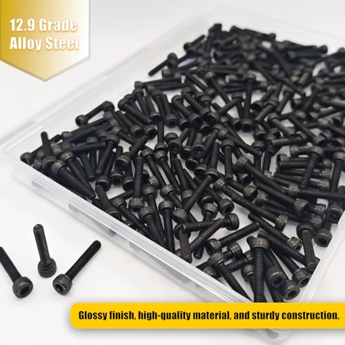 M3x16mm Screws 230pcs Hex Socket Cap 12.9 Steel Black Zinc Fully Thread | Allen socket drive head cap screws bolts fully thread small metric screws - size: M3*16mm 230pcs