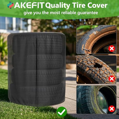 Tire Cover, Heavy Duty Waterproof and Dustproof Tire Storage Bag for Trailer RV SUV Truck Tires with Zipper (Black,Holding 4 Tires Within 27 Inch Diameter) - size: 28 x 43in