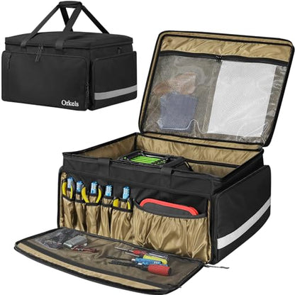 ORKELS Storage Bag for Traxxas RC 1/14, 1/16 & 1/18 Cars, Protective Carry Case with Bottom Clapboard and Multi-Pockets for Tools & Accessories, Black - size: FOR 1/14, 1/16, 1/18 RC Car