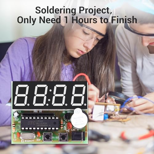 MiOYOOW 4-Digit Digital Clock Kits with PCB, DIY Alarm Clock Soldering Project Kit for Learning Electronics Soldering Practice with English Instructions - color: 1 Pack-4 Digit Clock Kit(0.56 Inch)