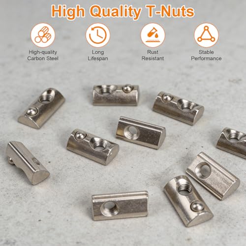 30pcs M5 Half-Roll Spring T-Nuts for 2020 Aluminum Extrusion | European standard spring T-nut. Silver nickel-plated carbon steel construction. For 3D printers, CNC, laser engravers - size: 30pcs M5 Spring T-Nut