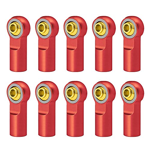 10Pcs M3 RC Link Tie Rod End Ball Joint Head Holder Support Rod End Tool for 1/10 RC Car Truck Buggy Crawler(10PCS,red) - color: Red