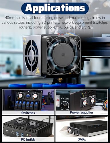 Wathai 2 pcs 40mm x 10mm DC Brushless Fan 12V 3Pin Cooling for 3D Printing, PC Computer Case, CPU Replacement, Graphics Card, Raspberry PI - style: 12V 3P Sleeve