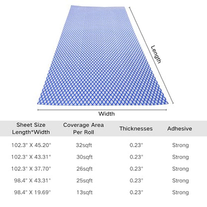 98.4"X43.31" Boat Flooring Self-Adhesive EVA Foam Boat Decking Marine Yacht RV Pool Non-Skid - color: Light grey and blue