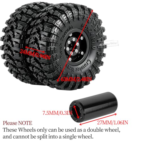 1.0 Beadlock Dually Wheels and Tires for 1/24 1/18 RC Crawler Car SCX24 TRX4M,Soft Mud Tires 1.0 Beadlock Tires Set Brass 1.0 Beadlock Wheels Double Wheels,4pcs,Style4 - style: Style4(4pcs)