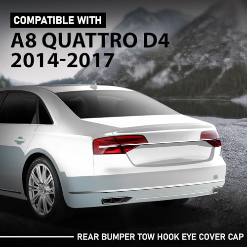 LQI Rear Bumper Tow Hook Eye Cover Cap Fit Audi A8 Quattro D4 2014-2017 | Black - size: Rear | Fit Audi A8 Quattro D4 2014-2017
