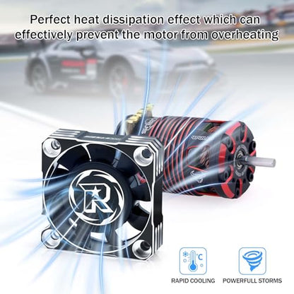 2Pack 40mm Motor Cooling Fan,16000RPM RC ESC Cooling Fan for 1/8 1/10 RC Car 540 550 Motor (Black Silver) - style: 2pack Black Silver