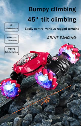Dual Control RC Stunt Car, 4WD, Gesture Sensing, 360° Flips, LED Lights and Music, Multi-Terrain, Multicolor, 1:16 Scale