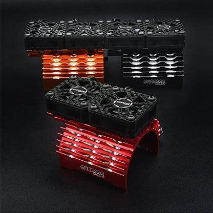 40mm RC Motor Cooling Fans, Hobby Twin Fan with Metal Heatsink for 1/8 1/10 RC Car 3650 3660 540 550 (40mm Red for 55-58mm Motor) - style: 40mm Red for 55-58mm Motor
