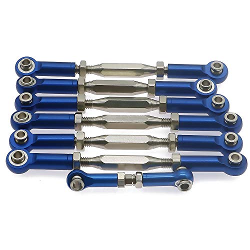 Turnbuckles Tie Rods 3644 Adjustable Alum Alloy #45 Steel for RC 1/10 Slash Rustler Stampede Upgrade Parts (Dark Blue)