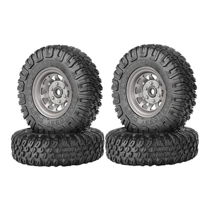 4PCS RC Car 1.55 Inch Tyres Aluminum Alloy Metal Beadlock Wheel Rim and Rubber Tires for 1/10 RC Crawler Car for Axial AX90069 D90 TF2 Tamiya CC01 LC70 MST JIMNY(85mm-10Holes Gray) - color: 85mm-10Holes Gray