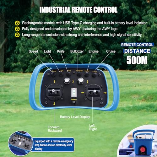 AIWEIYA-Remote Control Lawn Mower,Oil-Electric Hybrid Crawler Track Mower,3-15CM Cutting Height Professional Landscape and Estate Mower for 100% Slope(45°) Large Turf Grass Cutting - size: Standard version