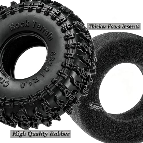 RC Full Brass 1.0 RC Wheel RC Tires for 1/18 1/24 Trx4m Axia l SCX24 RC Crawler,1.0" Beadlock RC Truck Tires and Wheel Highway Tires Wheel Rim,4PCS Style A - style: Style A