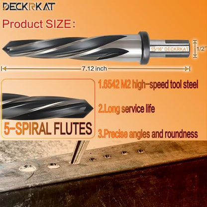 15/16" Reamer Drill Bit for Metal, M2 HSS Taper Reamer for Steel, Alloy, Wood, Plastic to Align, Enlarge Holes – 5-Spiral Flutes,1/2" Non-Slip Shank, 24mm Car Reamer, Bridge Construction Reamer. - size: 15/16"