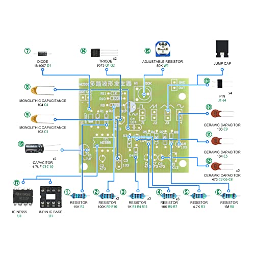 Soldering Practice Kit DIY Multiplex Waveform Generator Plug-in Circuit Kit Learn Soldering Kit for Beginners - style: DJJ002