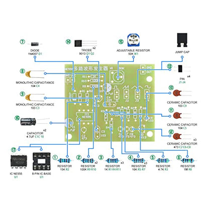 Soldering Practice Kit DIY Multiplex Waveform Generator Plug-in Circuit Kit Learn Soldering Kit for Beginners - style: DJJ002