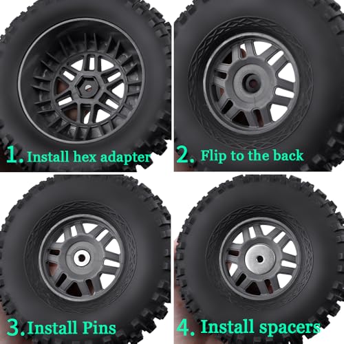 MORLORDY 4Pcs 12mm to 17mm CNC Wheel Hex Hub Adapter for 1/8 Typhon/Kraton/Outcast/Notorious RC Big Rock Crawler Off Road Monster Truck Upgrades Part