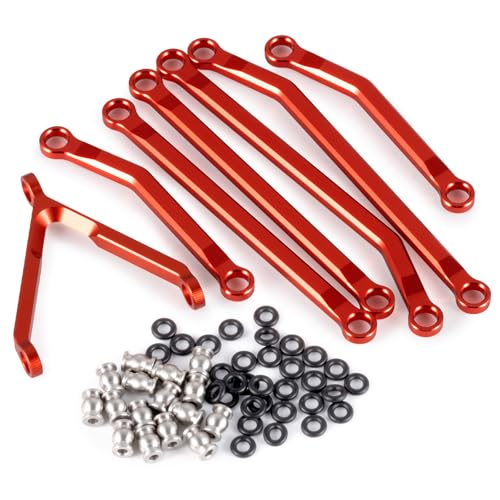 RCHUBAM 7Pcs RC Chassis Links High Clearance Aluminum Links Set Compatible with Axial SCX24 1/24 GX 470 RC Crawler Upgrade Accessory (Red) | Aluminum Chassis Link Kit, RC Crawler Upgrade Parts,2 Color-Black/Red - style: Red