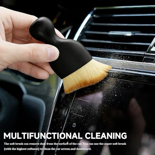 4 PCS Car Detailing Brush Set, Detailing Dusting Tool Kit, Detail Brushes Car Detailings for Interior Exterior, Ultra Soft Boars Hair Car Interior Detailing Brushes for Dashboard Air Vent Seat