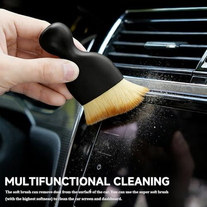 4 PCS Car Detailing Brush Set, Detailing Dusting Tool Kit, Detail Brushes Car Detailings for Interior Exterior, Ultra Soft Boars Hair Car Interior Detailing Brushes for Dashboard Air Vent Seat