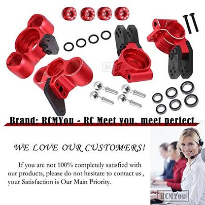 Front Knuckles Steering Blocks & Rear Hub Stub Axle Carriers Upgrades Part for 1/8 Kraton/Notorious/Outcast 6S BLX 4WD,Alloy Steering Hop Ups,Replaces #AR330505#AR330404,Red - color: Red